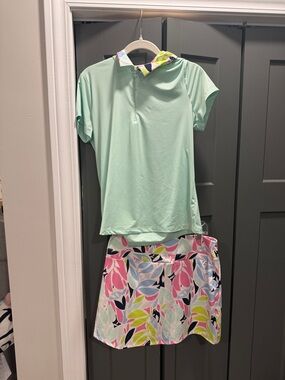Tommy Bahama Mint Green Short Sleeve Polo with Floral Skort